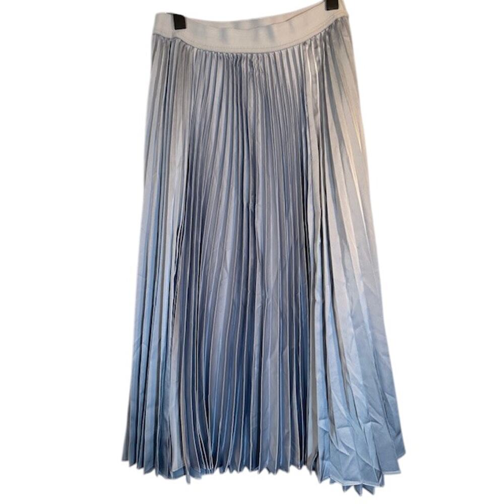 Halogen Light Baby Blue Crinkle Accordion Long Maxi Skirt Women Sz M - Picture 2 of 8